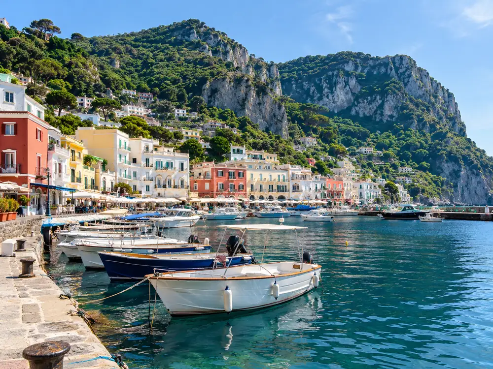 Marina Grande on Capri, where the motorboat transfers leave from